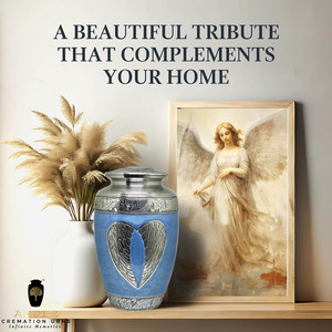 โกศเผาศพสไตล์ยุโรปสีน้ำเงิน ลายหัวใจสีเงิน ขนาด 10 นิ้ว คุณภาพพรีเมียม เป็นมิตรกับสิ่งแวดล้อม ทนทาน ความจุ 220 คิวบิกอินช์ - Product Image 5