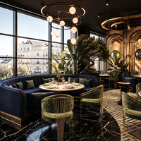 Ensemble de mobilier pour bar à vin de discothèque, ensemble de table et de chaises pour restaurant, banquette incurvée rembourrée en velours, canapé sectionnel