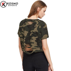 Top Corto Informal de Verano para Mujer, Manga Corta, Liso, Tejido de Punto, para Fiesta, Logotipo Personalizado en la Parte Delantera, Algodón Ecológico - Product Image 4