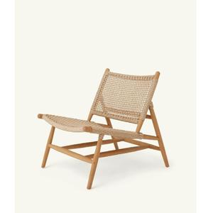 Silla de descanso de madera de teca Bali con ratán modelo Bungalow Resort - Product Image 1