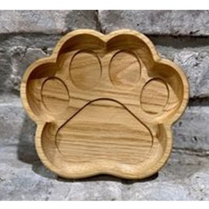 Plateau rond en bois avec empreinte de patte, idéal pour servir à la maison, à l'hôtel et au restaurant, personnalisation disponible - Product Image 1
