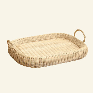 Offre spéciale plateau en rotin tissé en osier fruits café artisanat plateau de service en rotin ornement plateau de forme épaisse pour la décoration - Product Image 1