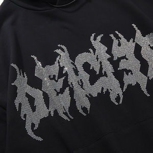 2025 sudaderas con capucha al por mayor 100% algodón peso pesado francés Terry logotipo personalizado Rhinestone DTG estampado recortado pulóver Sudadera con capucha para hombres - Product Image 5