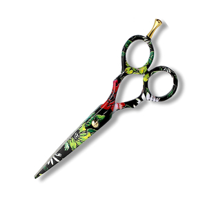 Tijeras de Peluquería con Reposadíces Dorado, Mango de Lujo, Tijeras de Corte de Pelo para Salón, Recubrimiento de Papel Floral, Acero Metálico - Product Image 6