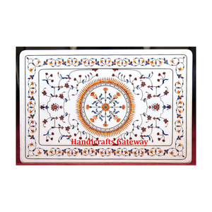 Dernier modèle de table à manger en marbre blanc fait à la main avec incrustation de nacre pour la décoration de la maison, de l'hôtel et du restaurant - Product Image 1