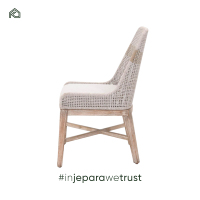 Fauteuil de salle à manger en teck et aluminium au design nordique moderne, avec rotin synthétique, finition blanchie, de luxe, pour extérieur, personnalisable et portable