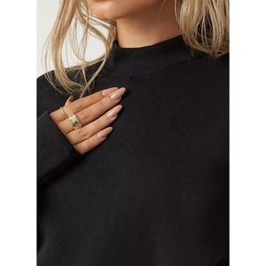 เสื้อสเวตเตอร์คอกลมสำหรับสตรีใส่ได้ทั้งชายและหญิงเสื้อสเวตเตอร์คอตตอนผ้าฟลีซให้ความอบอุ่น100% ลายปักโลโก้ด้านหน้าทรงโอเวอร์ไซส์สำหรับฤดูหนาว - Product Image 3