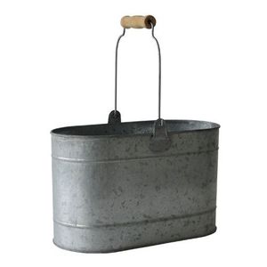Maceta ovalada galvanizada con acabado de pátina Vintage para decoración de jardín de cocinas de granja o espacios rústicos al aire libre - Product Image 2