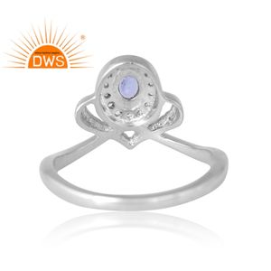 Bague en argent sterling plaqué palladium avec tanzanite naturelle et topaze blanche Fabricant de bijoux personnalisés - Product Image 2