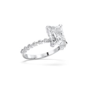 แหวนหมั้นเพชรกลมตัด3.00CT สดใสสำหรับทุกเพศ3.42กะรัต E-VVS-VS ห้องแล็บปลูกชุบทองคำขาวปรับแต่งได้ใช้ได้ทุกเพศ - Product Image 4