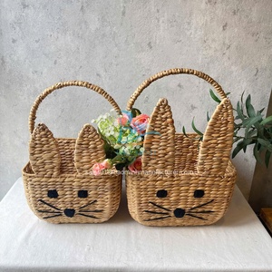 Vietnam Handmade Water Hyacinth Rabbit Shaped <b>Basket</b> Set of 2 Pieces - Product Image 1