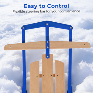 Trineo Clásico de Invierno, Doble Uso (Sentado/Recostado), Barra de Dirección Preperforada, Azul, para Diversión en la Nieve al Aire Libre - Product Image 4