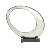 Sculpture décorative abstraite en métal aluminium Décoration intérieure Sculpture moderne polie Statues avec socle en marbre L'argent est un probable