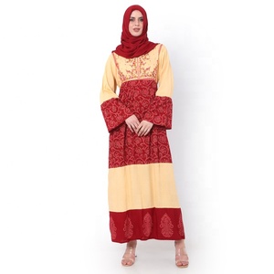 Alto estilo bordado árabe Farashah Jalabiya Kaftan vestidos coloridos impresos rayón viscosa adultos fiestas ropa informal - Product Image 1