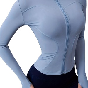 <b>Women's</b> Full Zip Long Sleeve Slim Fit Waterproof Breathable Nylon/Cotton Running Workout Athletic <b>Jacket</b> Pockets Fully - Product Image 1