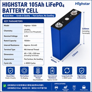 Batterie LiFePO4 HIGHSTAR105Ah, cellule prismatique LF105 de qualité A 3,2V, batterie au phosphate de fer et de lithium 100Ah/105Ah - Product Image 2