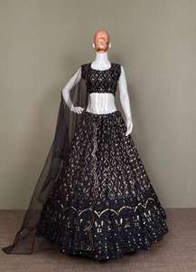 Lehenga Choli-ropa de fiesta de compromiso, de calidad superior, de Color negro - Product Image 4