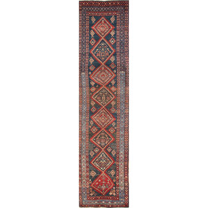 Kiaan Hand Knotted Wool Rugs <b>Red</b> & Orange Geometric & Abstract Pattern 9x12 Rectangle for Home Entryway & Living Room PAEM-40 - Product Image 1