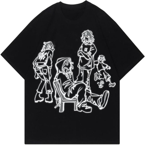 Camisetas de algodón 100% de gran tamaño serigrafía desgastada de secado rápido transpirable ligero Fitness cómodo cuello redondo para punto - Product Image 1