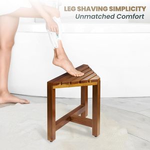Tabouret de douche de haute qualité pour la jambe de rasage, repose-pieds en bois d'acacia, banc de salle de bain d'angle avec pieds antidérapants pour l'espace de douche - Product Image 2