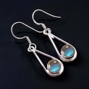 Pendientes de piedras preciosas de labradorita de diseño de moda, pendientes de plata de ley sólida 925 para mujeres y niñas, pendientes de tuerca, joyería de plata - Product Image 4