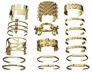 Brazalete de Metal Hecho a Mano Chapado en Oro Antiguo Tradicional Moderno Dorado, Joyería de Moda - Product Image 3