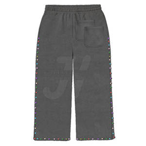 Venta al por mayor de fábrica, nuevos pantalones de moda de alta calidad con diamantes de imitación para hombres, sueltos, rectos, ligeros, ecológicos, informales - Product Image 2