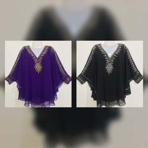 Caftans grande taille fabriqués à la main pour femmes Américains Embrasser l'élégance sans effort Broderie paillettes Superbe Collection Short - Product Image 6