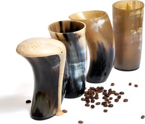 Verres à boire viking faits à la main en corne de vache/bufflonne polie, style animal, taille personnalisée, verre court, couleur naturelle - Product Image 1