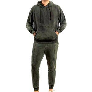Top Tendance Hommes Personnaliser Lavage À L'acide Survêtements Réguliers OEM Pull À Capuche Et Pantalon De Cheville Ajusté Vintage Survêtements Outwear - Product Image 1