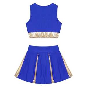 Uniforme de pom-pom girl enfants filles tenue en polyester avec impression de logo d'équipe ensemble de deux pièces pour la danse de compétition de pom-pom girl - Product Image 2