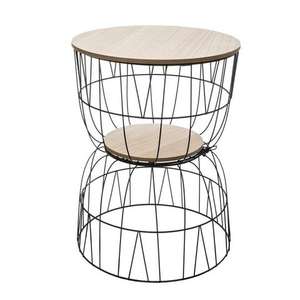 โต๊ะข้างกรอบโลหะสำเร็จรูปสีเทาพร้อมเฟอร์นิเจอร์โต๊ะข้างด้านบนทำจากไม้สำหรับบ้านโรงแรมสำนักงานในชุด2ชิ้น - Product Image 3