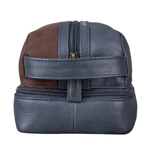 men leather toiletry bag make up bag multifunctional brush Vintage Cow Leather Toiletries Cosmetic Pouch Unisex Leather Travel K