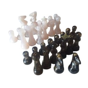 Wholesale Custom Luxury <b>Chess</b> Pieces <b>Set</b> Handmade Pearlescent Teal White Decorative Chessman Collection Prisma Designs PCP 365 - Product Image 3