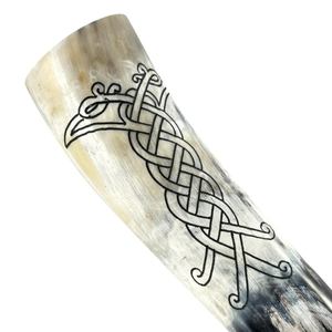 แตรสำหรับดื่มทางศาสนาทำจาก100% เขาควายธรรมชาติขัดเงางานฝีมือแกะสลักสไตล์สัตว์ความจุ300-400มล. ออกแบบโลโก้ได้ตามต้องการ - Product Image 5