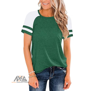 Tuniques en tricot pour femmes de qualité supérieure Hauts décontractés à col rond T-shirts d'entraînement d'été Imprimé à blocs de couleur Coupe régulière Respirant - Product Image 5