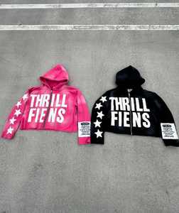 Patchwork Embroidery Full <b>Zip</b> <b>up</b> Boxy Fit <b>Hoodie</b> Manufacturers Custom Zipup <b>Hoodie</b> Thick Cotton Acid Wash Cropped <b>Zip</b> <b>up</b> <b>Hoodie</b> - Product Image 3