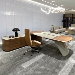 Modern Luxury Extendable Executive <b>Desk</b> Wooden Office Table Adjustable Length CEO Manager <b>Desk</b> <b>Large</b> High End Director Boss <b>Desk</b> - Product Image 3