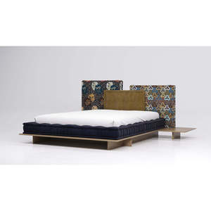Cama con plataforma Kenzo Mah Jong, diseño moderno y elegante con cama tapizada suave, muebles de dormitorio contemporáneos con almacenamiento - Product Image 3