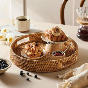 ถาดหวายสานด้วยมือแบบพรีเมี่ยมถาดเสิร์ฟเคลื่อนย้ายได้มีสไตล์ทันสมัย - Product Image 1