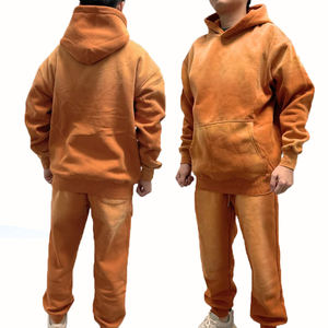 Ensemble de pantalons de survêtement à capuche pull personnalisé Aicd Wash 500gsm unisexe grande taille 2 pièces survêtement survêtement pour hommes pour l'été - Product Image 3