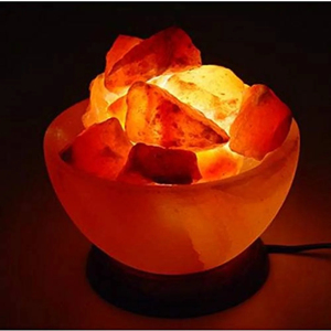 Bol à sel de l'Himalaya, lampe en sel rose naturel, bol décoratif fait à la main, éclairage de table, lumière chaude, décoration intérieure, lampe de nuit - Product Image 1