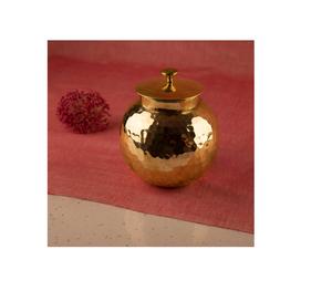 Recipiente de cocina de latón martillado elegante, caja de Metal pulido dorado para almacenamiento de especias de té y café - Product Image 2