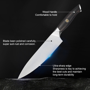 Venta al por mayor personalizado de calidad superior OEM ODM Servicio Profesional de acero inoxidable Chef Set juego de cuchillos de cocina con mango de madera - Product Image 4