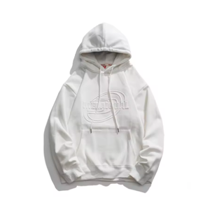 Sudadera con Capucha Unisex de Alta Calidad, Estilo Casual, Bordado 3D Frontal Personalizado, Talla Grande, de Poliéster, Colores Blancos de Invierno, con Bolsillo para Hombre - Product Image 3