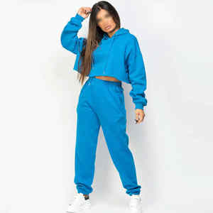 2022 nuevo diseño de chándales para mujer, conjuntos de Sudadera con capucha, conjunto de pantalón Jogger, chándales de gran tamaño, conjunto de 2 piezas, liso personalizado para mujer, forro polar - Product Image 4