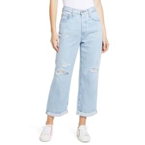 Jeans de Mujer Ag Knoxx Ripped de Cintura Alta Estilo Boyfriend Vintage Acampanados Tipo Lápiz Azules Talla 30 de Mezclilla Lavables Transpirables - Product Image 1