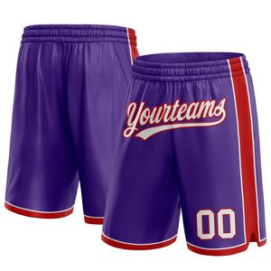Industrie Direct Engro Sportswear Basketball <b>Shorts</b> Custom Purple <b>White</b>-Red Authentic Basketball <b>Shorts</b> - Product Image 1