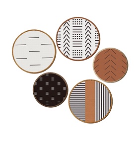 Farmhouse Home Wall Decor Letrero de diamante de madera Arte de la pared Marco de madera Colgando Wall Art Prints(Round 5 Pieces) - Product Image 1