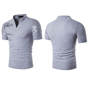 เสื้อยืดแขนสั้นผ้าไมโครไฟเบอร์สำหรับผู้ชายเสื้อคอตตอนแขนสั้นคอตั้งครึ่งแขนสำหรับผู้ชายเสื้อผ้าแนวสตรีท - Product Image 2